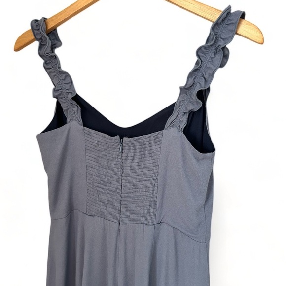 Aritzia Sunday Best Flirt Ruffle Jumpsuit Size 8 Granite Blue Wide leg - Picture 4 of 11